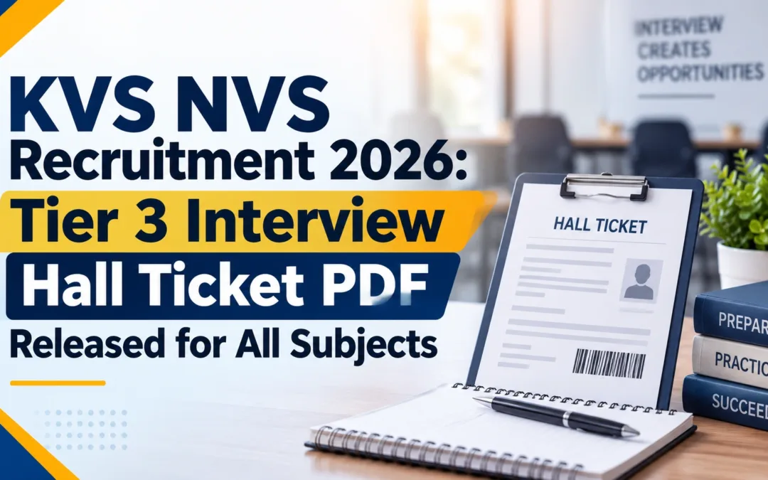 KVS NVS Recruitment 2026 Tier 3 Interview Hall Ticket PDF Released for All Subjects