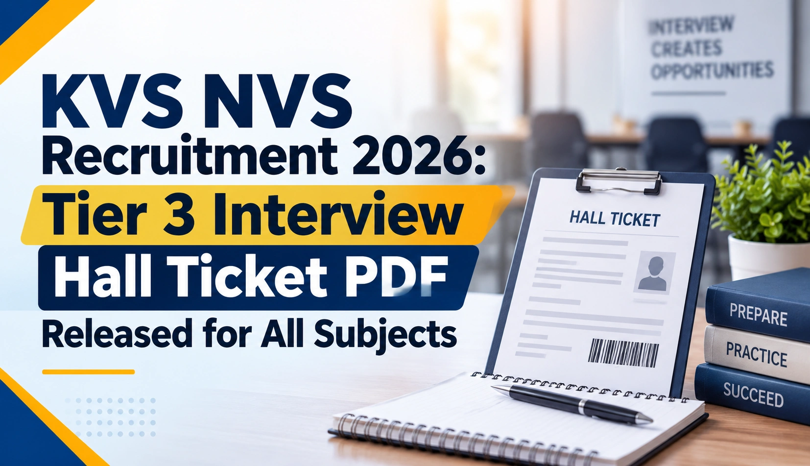 KVS NVS Recruitment 2026: Tier 3 Interview Hall Ticket PDF Released for All Subjects